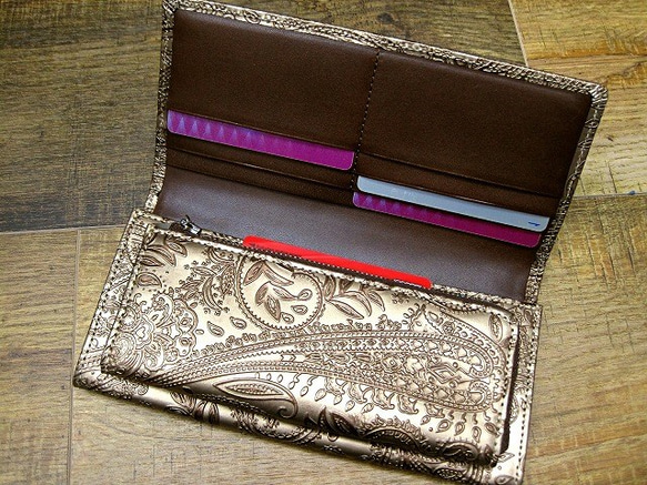 Real leather wallet/Embossing Steer leather/Paisley pattern 第2張的照片