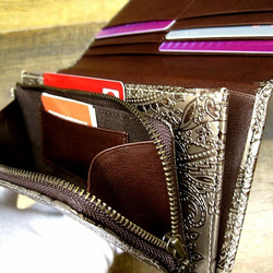 Real leather wallet/Embossing Steer leather/Paisley pattern 第6張的照片