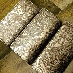 Real leather wallet/Embossing Steer leather/Paisley pattern 第7張的照片