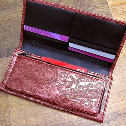 Real leather wallet/Embossing Steer leather/Paisley pattern 第2張的照片