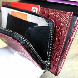 Real leather wallet/Embossing Steer leather/Paisley pattern 第6張的照片