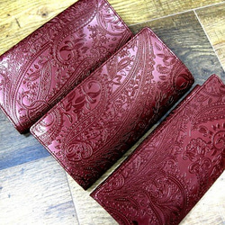 Real leather wallet/Embossing Steer leather/Paisley pattern 第7張的照片