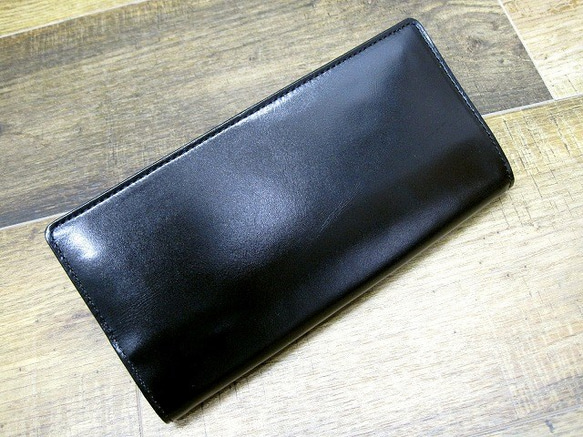 Real leather wallet/Kip leather/Black 第1張的照片