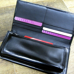 Real leather wallet/Kip leather/Black 第2張的照片