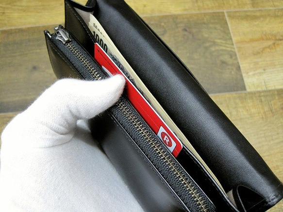 Real leather wallet/Kip leather/Black 第3張的照片