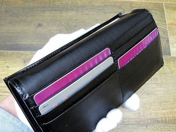 Real leather wallet/Kip leather/Black 第4張的照片