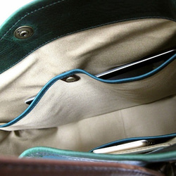 Real leather tote-bag/Steer leather/Green 第6張的照片