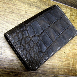 Real Goat leather card case/Embossing/Crocodile pattern 第1張的照片