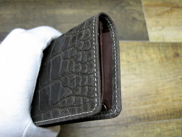 Real Goat leather card case/Embossing/Crocodile pattern 第3張的照片