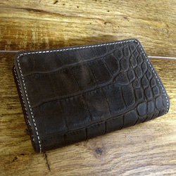 Real Goat leather card case/Embossing/Crocodile pattern 第5張的照片