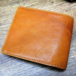 Real leather wallet/Goat and Kip Leather/Camel & Brown 第1張的照片