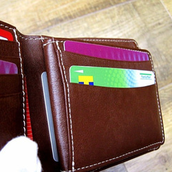 Real leather wallet/Goat and Kip Leather/Camel & Brown 第7張的照片