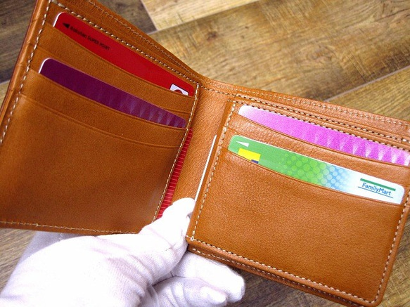 Real leather wallet/Goat and Kip Leather/Brown & Camel 第2張的照片