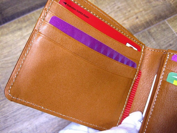 Real leather wallet/Goat and Kip Leather/Brown & Camel 第4張的照片