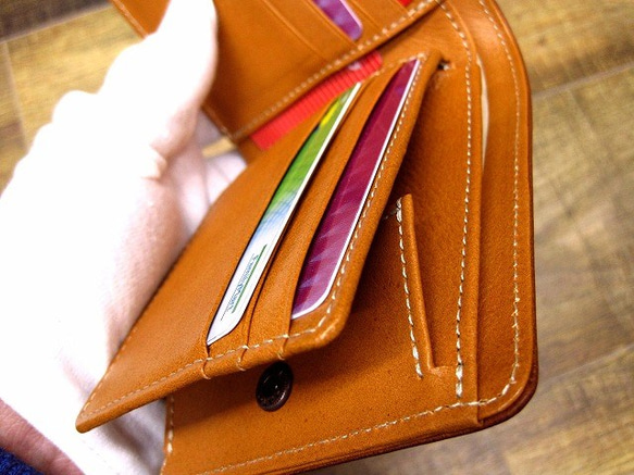 Real leather wallet/Goat and Kip Leather/Brown & Camel 第5張的照片