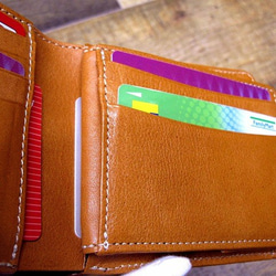 Real leather wallet/Goat and Kip Leather/Brown & Camel 第7張的照片