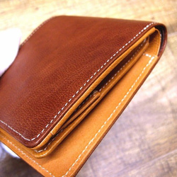 Real leather wallet/Goat and Kip Leather/Brown & Camel 第8張的照片