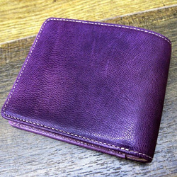 Real leather wallet/Goat and Steer Leather/Purple Combi 第1張的照片