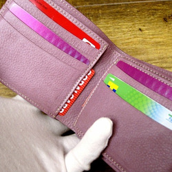 Real leather wallet/Goat and Steer Leather/Purple Combi 第2張的照片