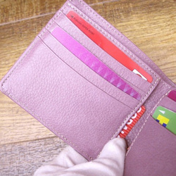 Real leather wallet/Goat and Steer Leather/Purple Combi 第4張的照片