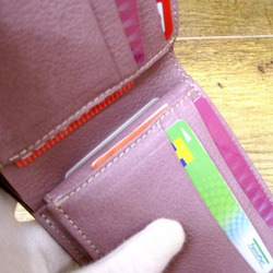 Real leather wallet/Goat and Steer Leather/Purple Combi 第7張的照片