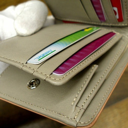 Real leather wallet & poach/Kip leather/Pink & Gray 第5張的照片