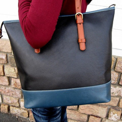 ハンドメイド　ヌメ本革　トートバック　クリーマ　ブルー　新品／未使用品　1015 ハンドメイド ヌメ本革 トートバック クリーマ ブルー 新品／未