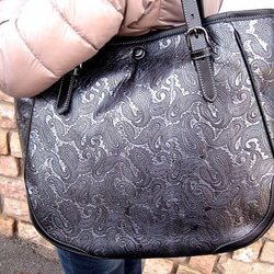 Real leather tote-bag/Steer Leather/Paisley pattern 第1張的照片