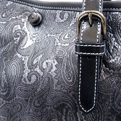 Real leather tote-bag/Steer Leather/Paisley pattern 第3張的照片