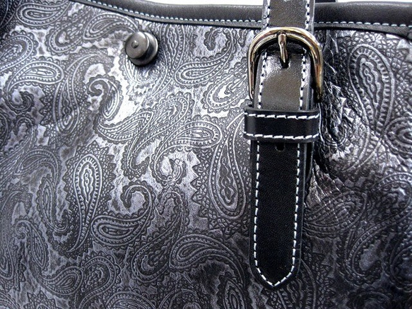 Real leather tote-bag/Steer Leather/Paisley pattern 第3張的照片