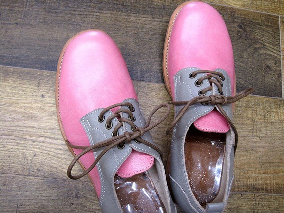 【受注生産】本格派の本革靴 外羽短靴 モモイロインコ 5枚目の画像