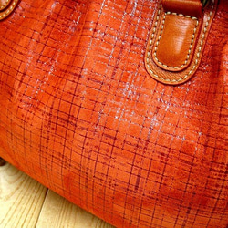 Real leather bag with clasp/Coated leather/mesh pattern 第7張的照片