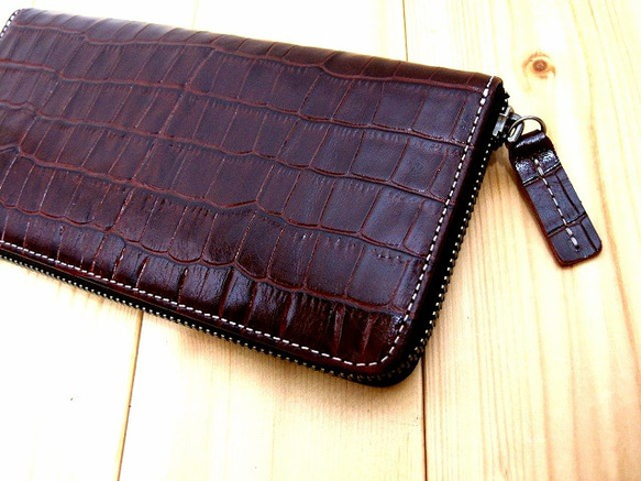 Real leather wallet/Embossing Steer Hide/Crocodile pattern 第3張的照片