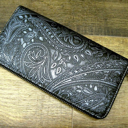 Real leather wallet/Embossing Steer leather/Paisley pattern 第1張的照片