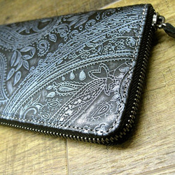 Real leather wallet/Embossing Steer leather/Paisley pattern 第2張的照片