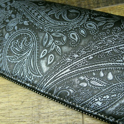 Real leather wallet/Embossing Steer leather/Paisley pattern 第3張的照片