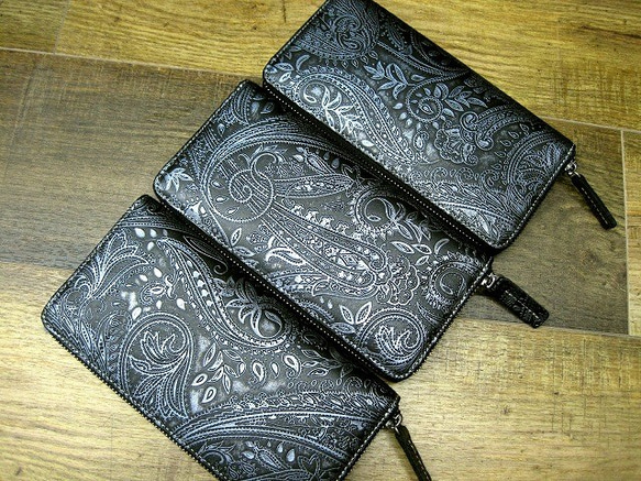 Real leather wallet/Embossing Steer leather/Paisley pattern 第6張的照片