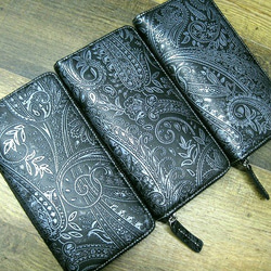 Real leather wallet/Embossing Steer leather/Paisley pattern 第7張的照片