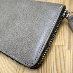 Real leather wallet/Steer leather/Damaged Gray 第2張的照片