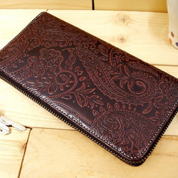 Real leather wallet/Embossing Steer leather/Paisley pattern 第1張的照片