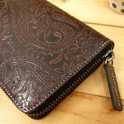 Real leather wallet/Embossing Steer leather/Paisley pattern 第2張的照片