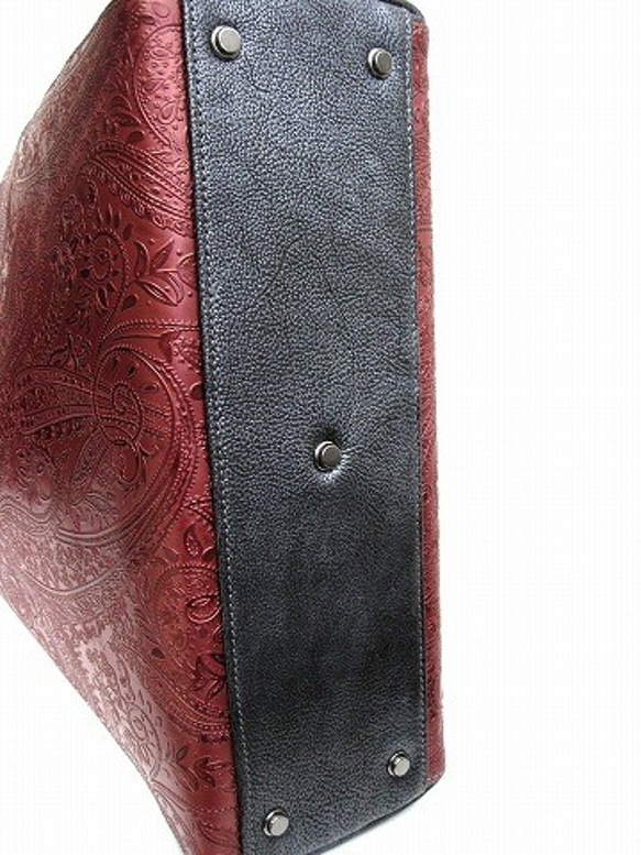 Real leather bag/Embossing leather/Paisley pattern 第5張的照片