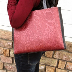 Real leather bag/Embossing leather/Paisley pattern 第9張的照片