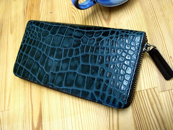 Real leather wallet/Embossing Goat leather/Crocodile pattern 第1張的照片