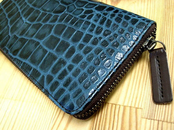 Real leather wallet/Embossing Goat leather/Crocodile pattern 第2張的照片