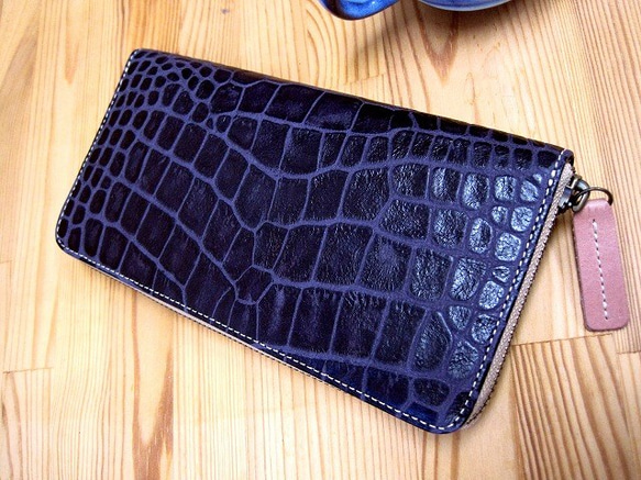 Real leather wallet/Embossing Goat leather/Crocodile pattern 第1張的照片