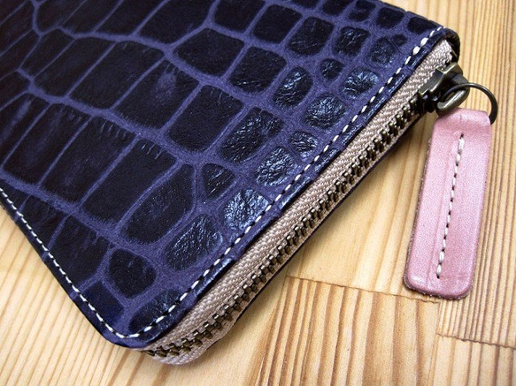 Real leather wallet/Embossing Goat leather/Crocodile pattern 第2張的照片