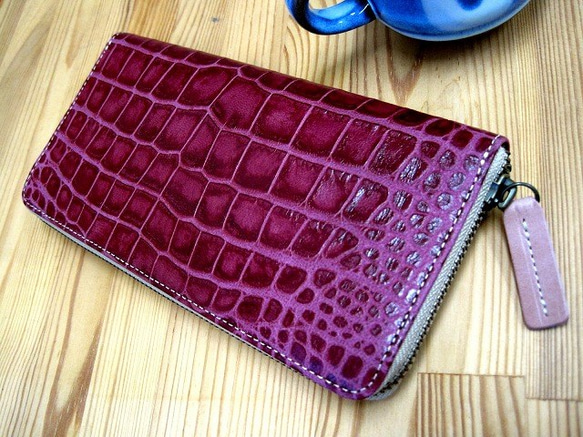 Real leather wallet/Embossing Goat leather/Crocodile pattern 第1張的照片