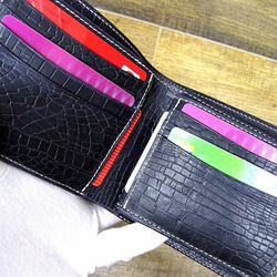 Real leather wallet/Embossing Cow leather/Crocodile pattern 第2張的照片