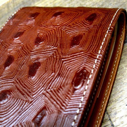 Real leather wallet/Embossed Leather/Turtle Pattern Brown 第8張的照片